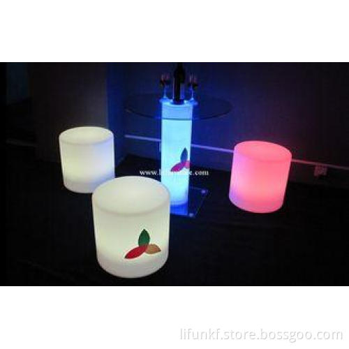 Polyethylene 30 X 30 X H110cm LED Bar Tables with glass , n